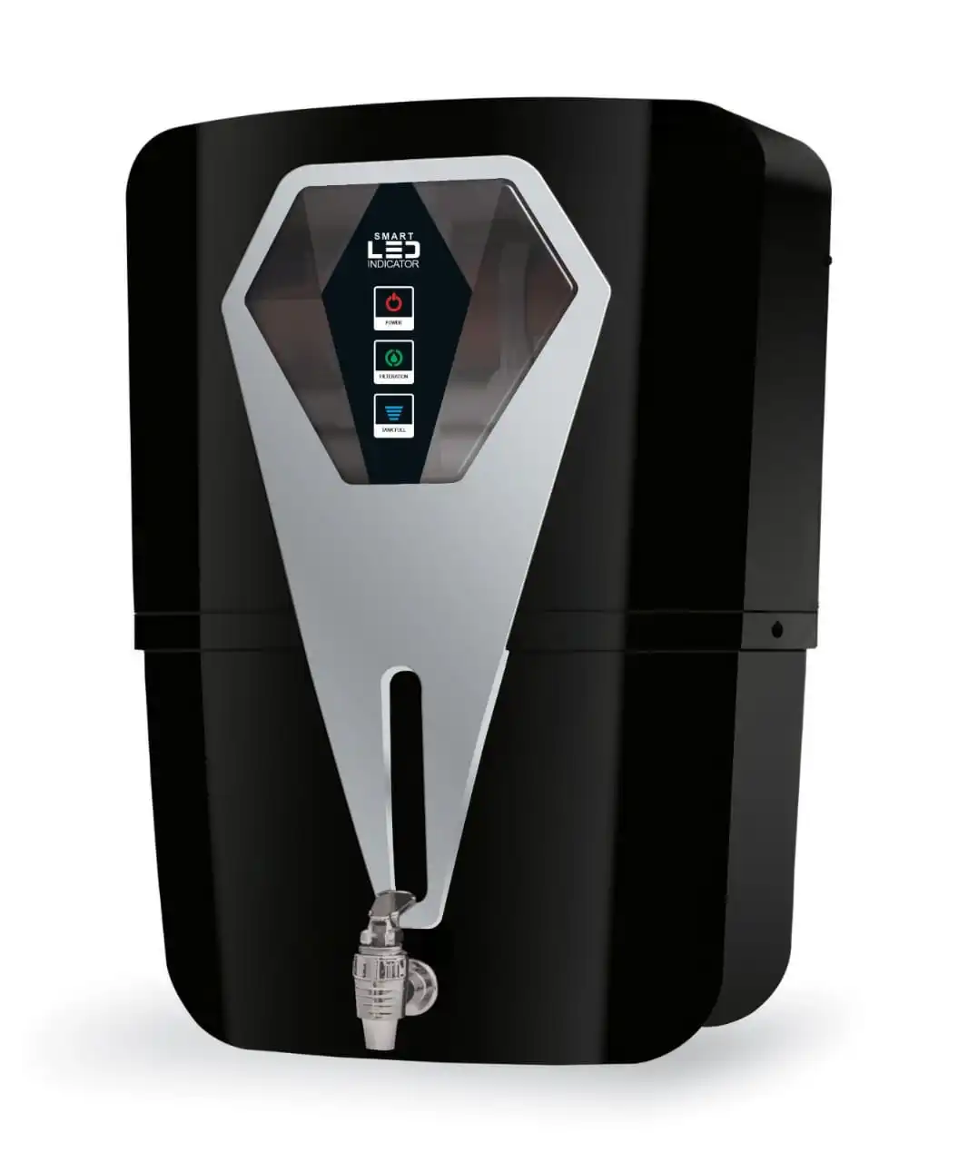 Black smart RO water purifier with LED indicator for home use