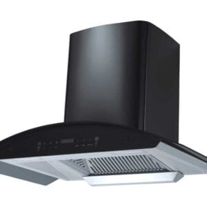 90 cm black curved glass auto clean kitchen chimney wall mounted for modular kitchen