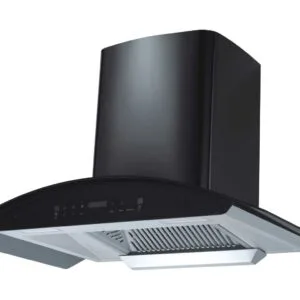 90 cm black curved glass auto clean kitchen chimney wall mounted for modular kitchen
